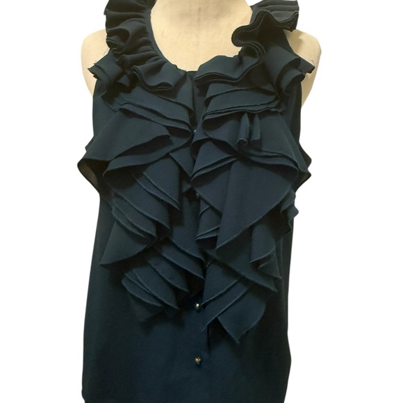 Robbi & Nikki Elegant Ruffled Black Sleeveless Top - Picture 2 of 11